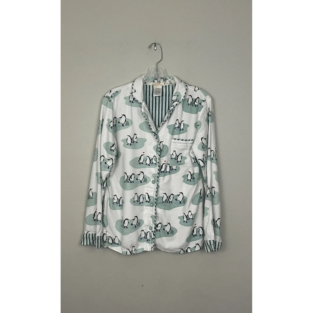 Munki Munki Penguin Print Pajama Shirt‎ Small Sleep Long Sleeve